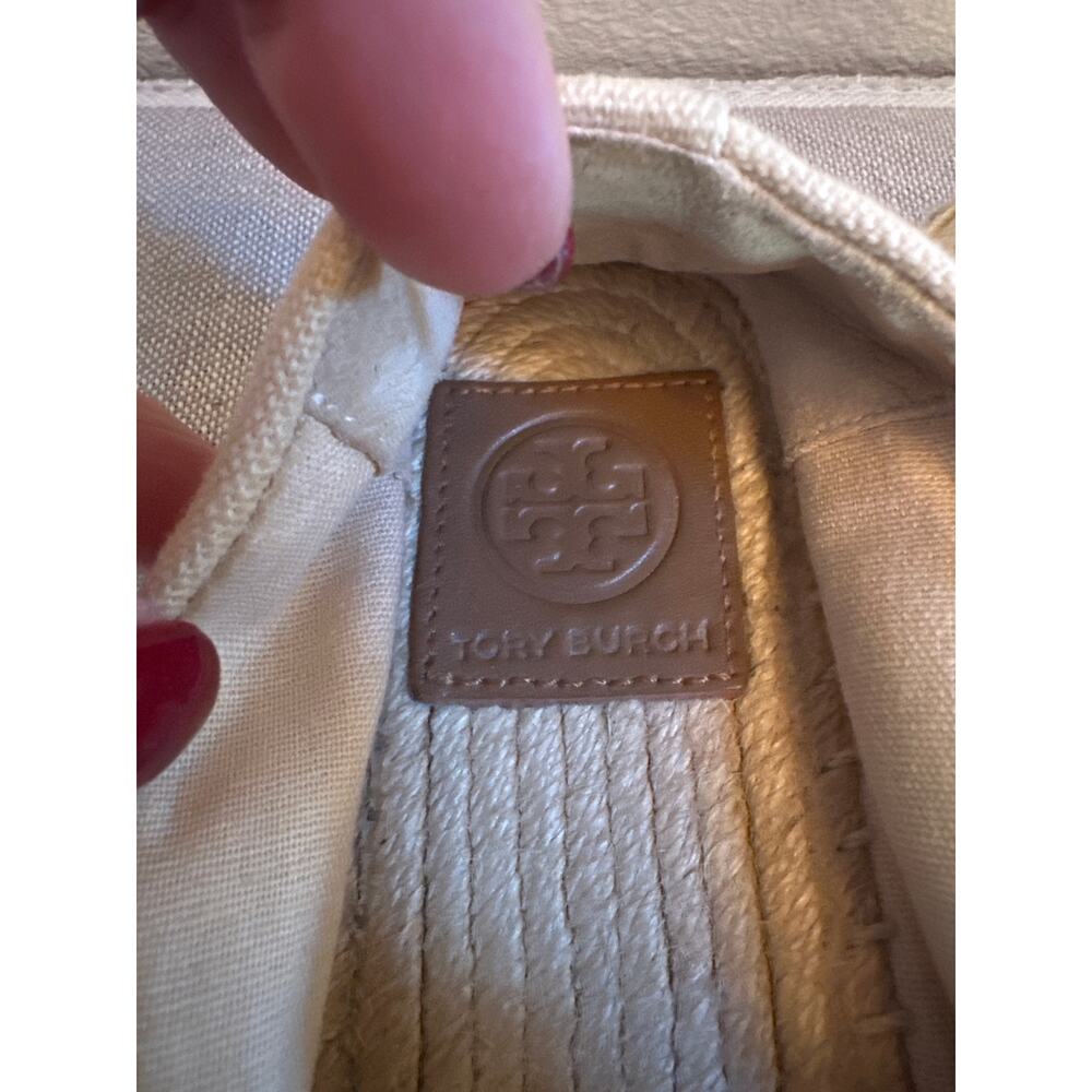 Tory Burch Weston Flat Espadrille Duluce De Leche with Tan Leather Size 5.5 - Picture 6 of 9